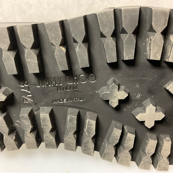 Jimmy Choo Monogram Embossed Leather Wedge Boots- Black- Barely Worn- Size 37.5 - Picture 14 of 14